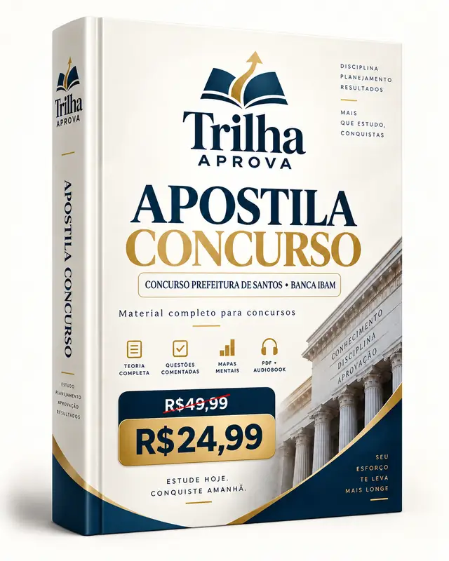 Capa 3D da Apostila Concurso Prefeitura de Santos, Banca IBAM